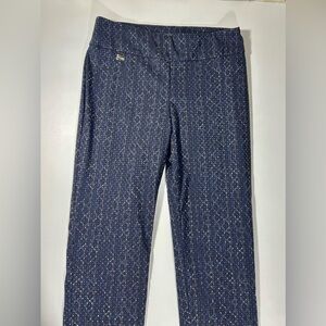Lisette L Montreal Women’s Size 8 Blue Geometric Dot Waves Stretch Pull On Pants